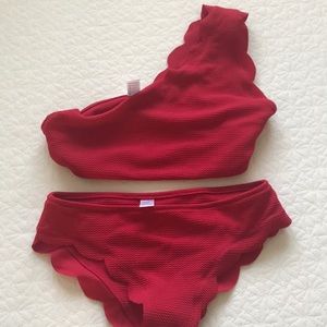 🌟Two piece red scalloped bikini